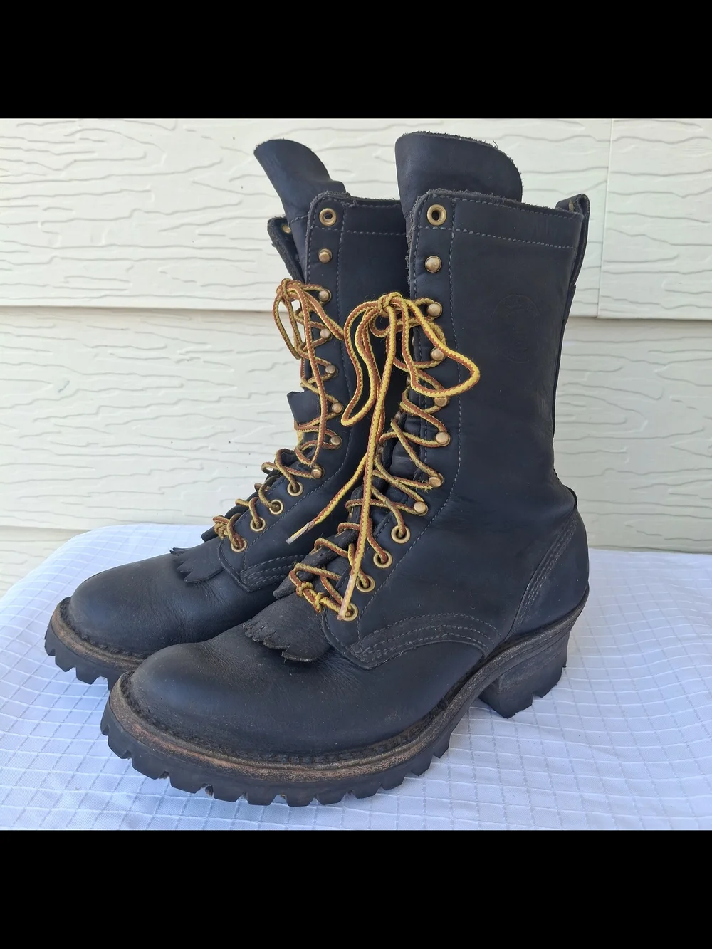 Vintage Whites Hathorn Boot Black Leather Logger Combat Boots Mens Size 8.5D
